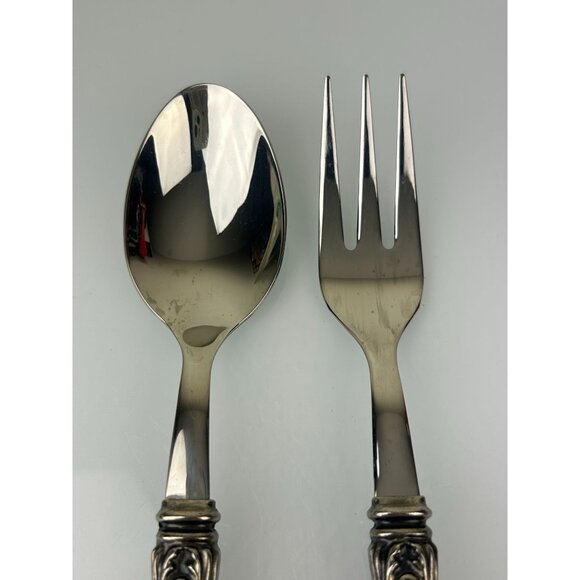 INOX Napoleon 18/10 Made in Italy Blue Stainless Steel Serving Spoon & Fork 9.5" - Picture 5 of 15
